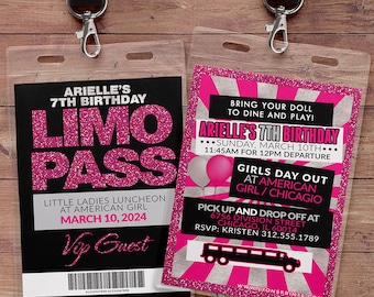 VIP PASS, Limo pass, Birthday party, 21st birthday, backstage pass, cocktail party, birthday invitation, wedding, bachelor, party bus