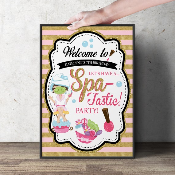 Spa party sign, Spa party, party sign, welcome sign, spa, birthday, girl birthday decor, nail polish, Spa-tastic Il_570xn