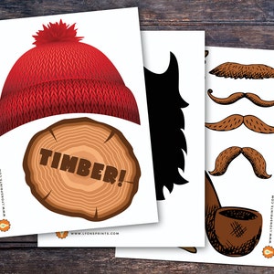 Lumberjack photo props, Lumberjack decor, Woodland party, flannel, woodland shower, woodland birthday, beard prop, Timber