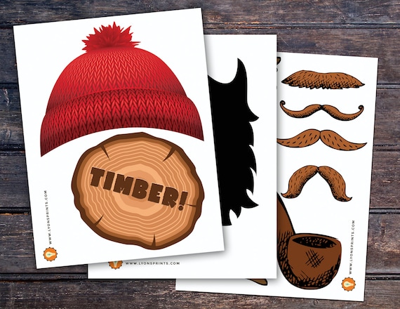 Lumberjack photo props, Lumberjack decor, Woodland party, flannel, woodland shower, woodland birthday, beard prop, Timber Il_570xn