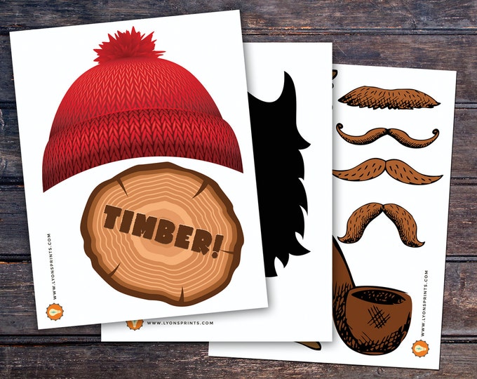 Lumberjack photo props, Lumberjack decor, Woodland party, flannel, woodland shower, woodland birthday, beard prop, Timber