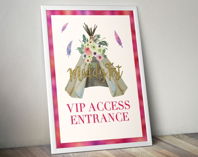 Digital file, Welcome sign, BOHO, Teepee, Birthday party decor, Music festival, poster, sign, glitter, party poster, party sign, Boho party