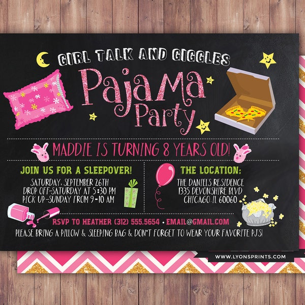 Pajama Party Invite Etsy