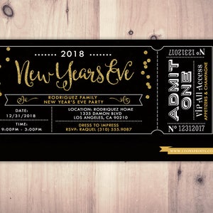 New Year's uitnodiging - New Year's Eve uitnodiging - New Year's Party - New Year's Invite - Black & Glitter uitnodiging - New Year's Eve afdrukbare