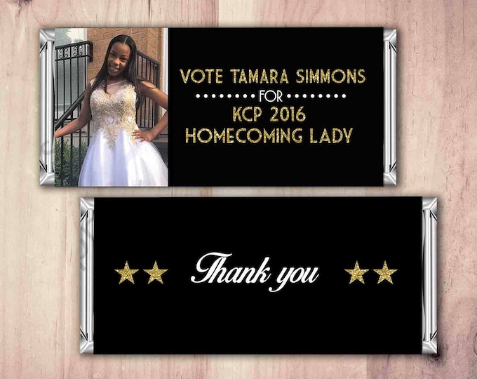 Homecoming Queen, Homecoming Queen, Sorority, fraternity, favor, school gift, class president, vote, thank you, high school, campaign