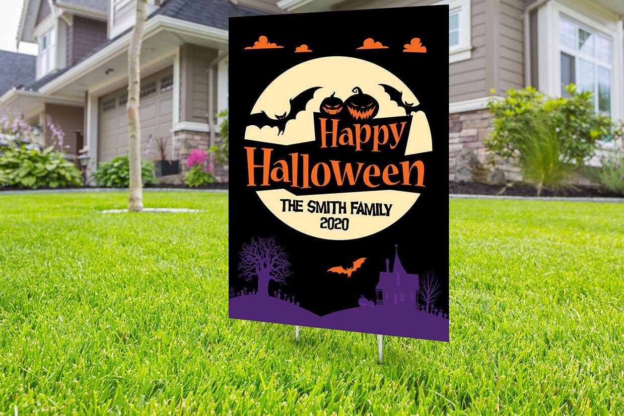 Halloween yard sign design, digital file only, Happy Halloween sign, Party Lawn Decorations 