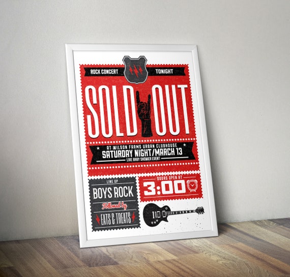 Rock Star theme poster, rockstar, baby shower, rock star party, pop star, welcome sign, birthday decor, rock birthday Digital file Il_570xn