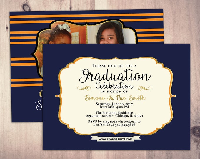 Graduation Party Invitation, invite, party, class of 2018, grad, graduate, graduation invitation, class photo card, high school graduation