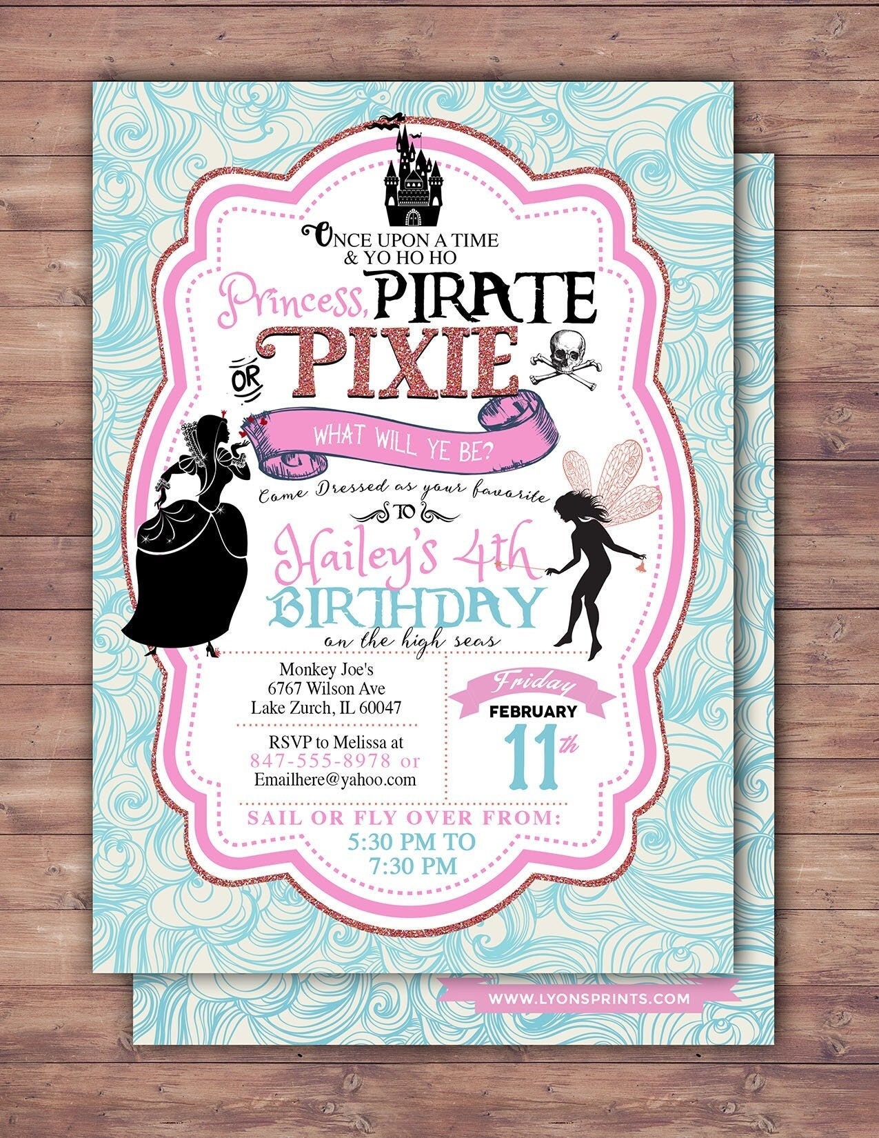 Pirates And Pixie Party Invitations Pirate Princess Pixie 