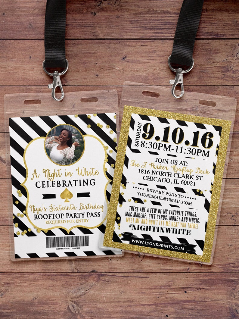 baby shower sweet 16 wedding VIP PASS 21st birthday birthday invitation invitation white party Spade party bridal shower