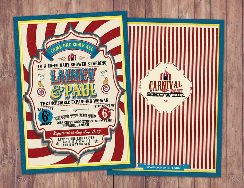 Circus Baby Shower Invitation Carnival