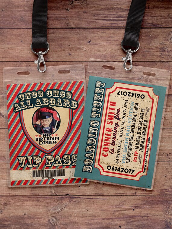 VIP pass, Choo Choo train, Vintage Train Ticket Invitation,Vintage Train invitation - Train ticket invitation for birthday party Il_570xn