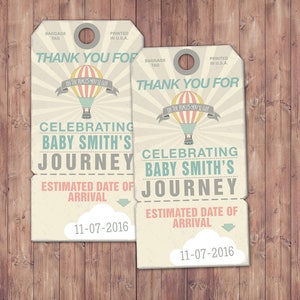 Bagagelabel, gunstlabel, verjaardag, reizen, feestgunst, reisdouche, vintage, babydouche, afdrukbaar bestand, feestgunst, reisfeest