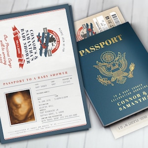 Precious Cargo Invitation, Baby Shower Invitation,  Baby Shower, vintage airplane invitation, boy baby shower, passport invite