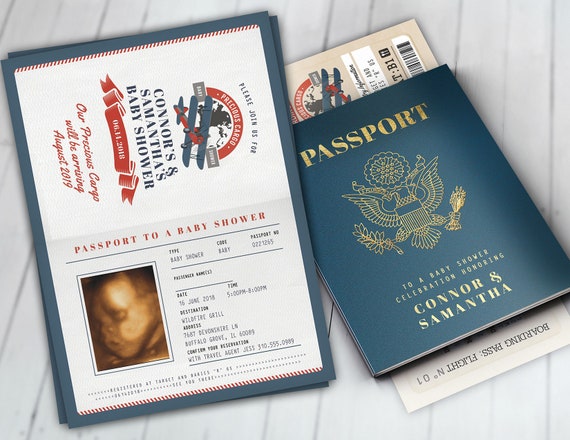 passport baby shower invitations