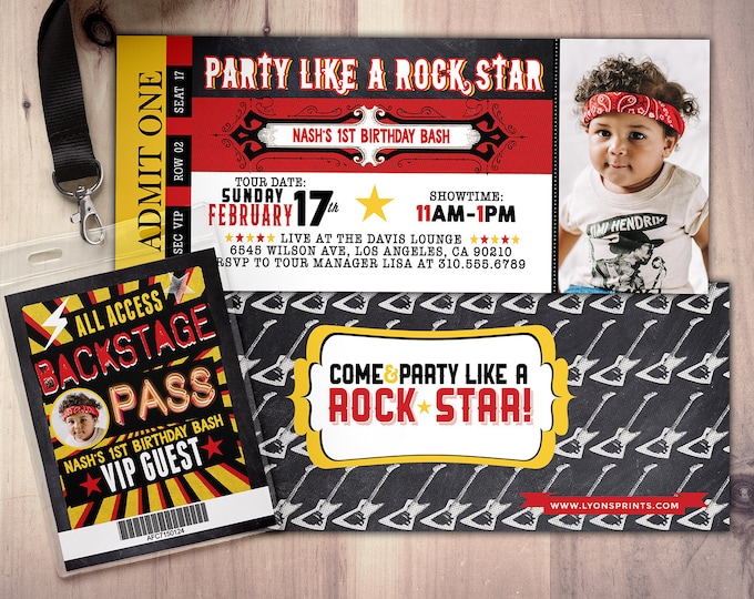 Pop star, Rock Star concert ticket birthday party invitation- Music invitation- printable, rockstar party, pop star, karaoke party,