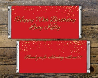Birthday, Candy Bar Wrappers - Gold, Silver Adult Milestone Favors 30th, 40th, 50th, 60th, 70th, 80th Any Age, vintage, aged to perfection