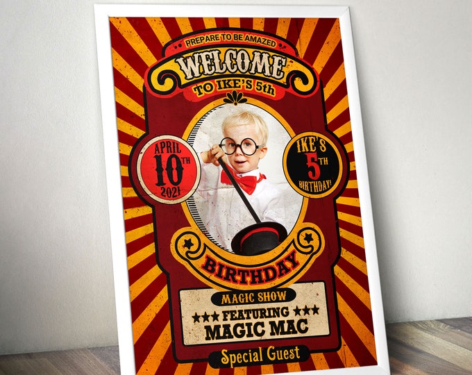 Magic Party welcome poster, Magic Birthday decor, Magician party, Magic Show sign, Magic Show Birthday Party, Magician Birthday Party