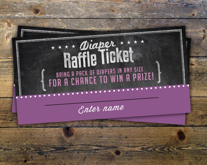 Baby Shower Diaper Raffle Ticket Inserts, Chalkboard- Printable Instant Download, boy shower, girl shower, shower game, party game