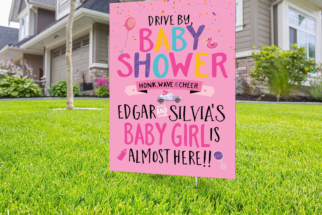 Drive by Baby Shower Lawn Sign Design, Digital File Only, Yard Sign