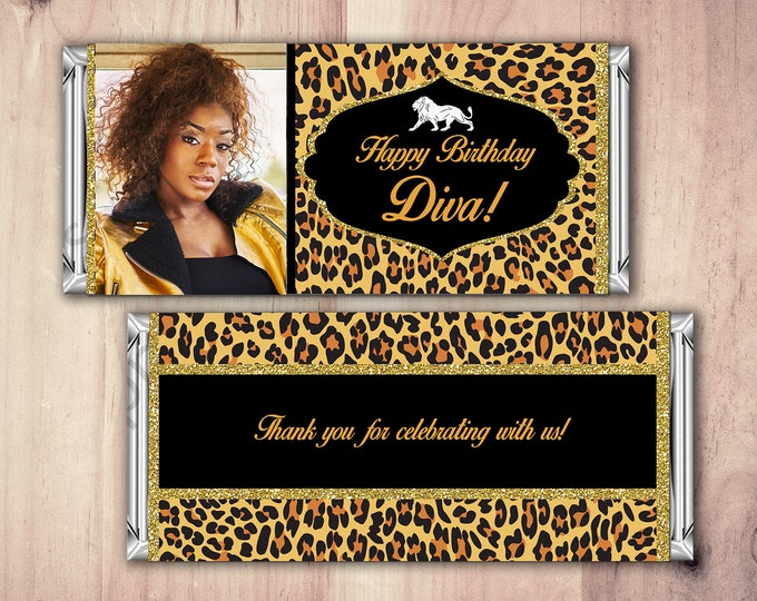 Birthday, Candy Bar Wrappers, animal print, Adult Milestone Favors 30th, 40th, 50th, 60th, 70th, 80th Any Age, printable, aged to perfection