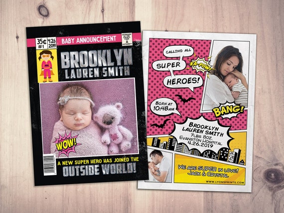 superhero birth announcement