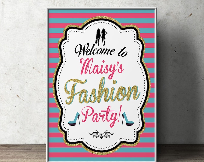 Rock the Runway banner, fashion party decor- pop-star-  rockstar party, fashion birthday, glitter, runway, poster, sign