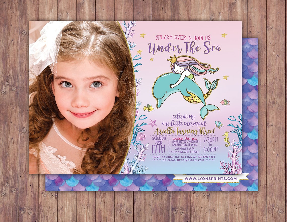 Mermaid Invitation Mermaid Birthday Invitation Under the Sea Etsy