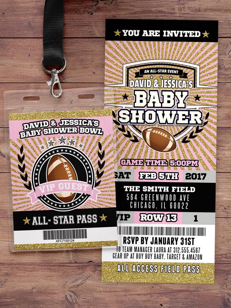 Football ticket Invitation // All Star Birthday // VIP pass,, sports birthday, ticket invite, Bar Mitzvah, football image 6