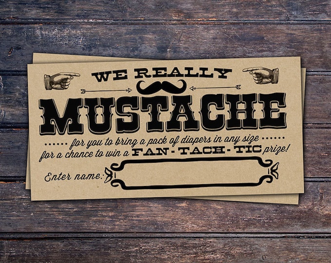 Mustache Bash Baby Shower, diaper raffle - Mustache Shower Invite - shower game - Little Man- baby shower, boy baby shower, mustache,