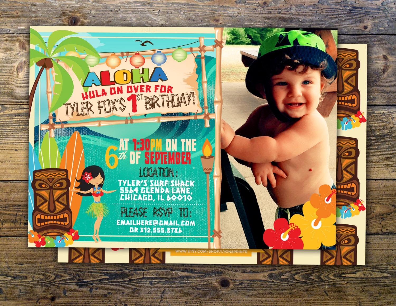 Tiki Party Hawaii Invitation Pool Party Invitation Surfer Birthday tiki-party-hawaii-invitation-pool-party-invitation-surfer-birthday