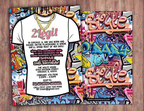 Fresh Prince, 2nd birthday Birthday, Baby Shower, Hip Hop, Swagger, 90s, backstage pass, invitation, Graffiti, birthday, DJ, 90s party Il_570xn