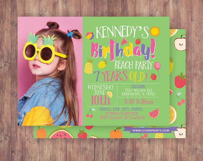 Tutti Frutti Invitation, Fruit Birthday, drive by birthday party,Fruity Party, Fruits Invite, Tropical Summer, summer birthday invite, fruit