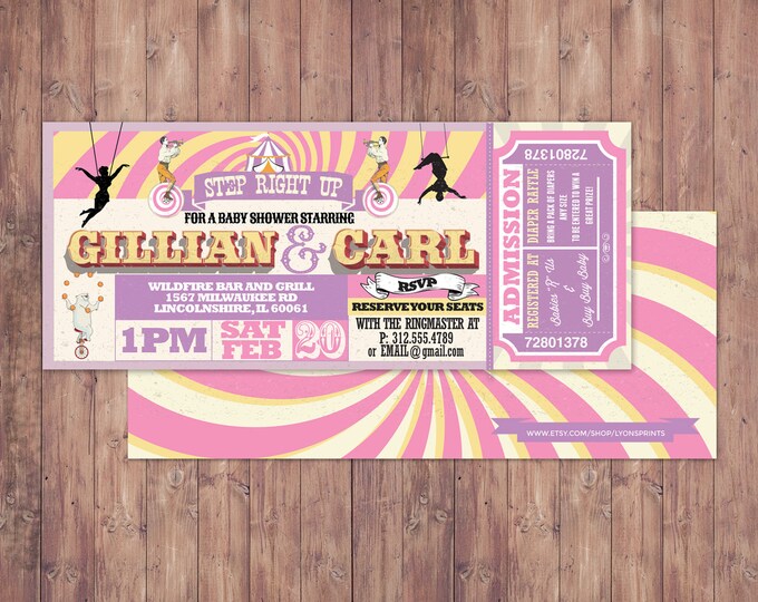 Circus Baby Shower Invitation, Carnival baby shower invitation, Coed baby shower invitation, Animal baby shower invitation, couples shower