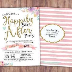 Happily ever after invitation, BOHO wedding shower Invitation, couples shower, arrows, wedding, bridal shower invitation, Digital file