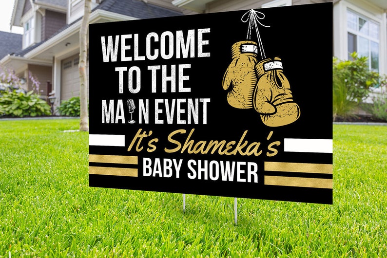 Boxing birthday yard sign design, boxing baby shower, gender reveal, Digital file only, yard sign, drive-by birthday party, sports sign image 1