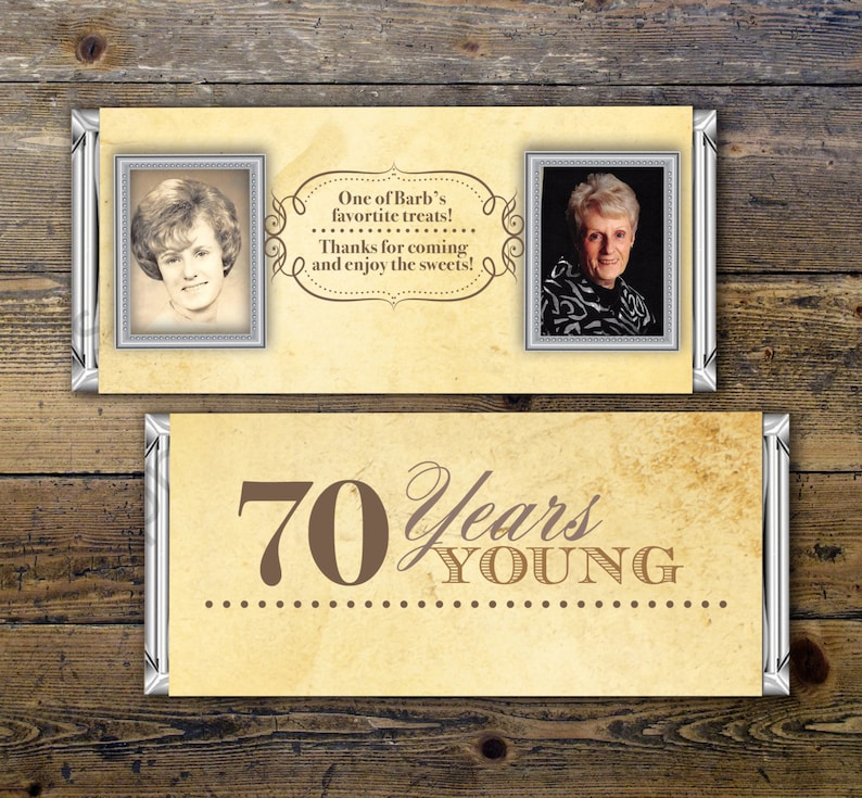 Birthday Candy Bar Wrappers 60th aged to perfection 80th Any Age 50th 70th 40th Silver Adult Milestone Favors 30th Gold vintage