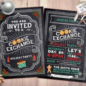 Holiday Cookie Exchange Invitation // Cookie Swap Invite // Cookie Decorating // Chalkboard // Christmas Printable // Holiday Party
