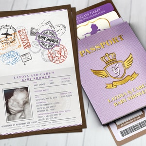 PASSPORT und TICKET-Baby-Dusche-Einladung, Coed-Baby-Dusche-Einladung-Reise-Baby-Dusche-Einladung-Paare-Baby-Dusche, digitale Dateien