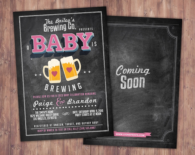 Coed baby shower invitation- Beer baby shower invitation- couples baby shower - girl baby shower - boy baby shower, couples shower