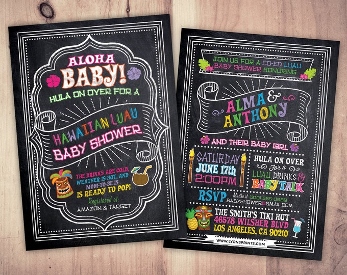 Aloha Baby Shower Invitation, Luau Baby Shower Invitation, Pineapple Invitation, Luau Invitation, Hawaiian Baby Shower Invitation, Tiki
