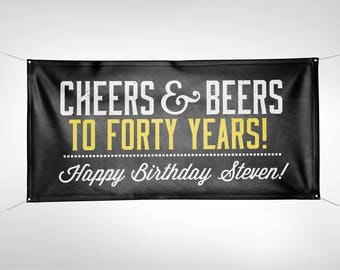 Banner, Any age, Cheers and Beers banner, beer, 21st, 30th, 40th, 50th, 60th, 70th, Surprise Birthday, cheers, Digital file only