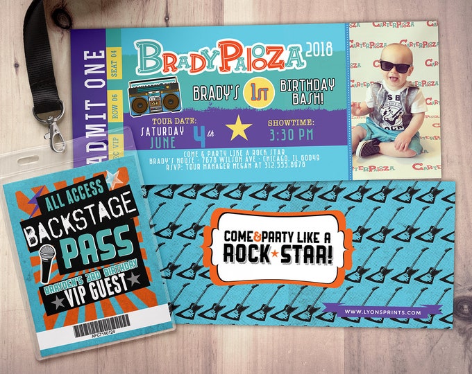 Rock Star-Concert ticket birthday invitation-  birthday invitation- pop star birthday invitation-music birthday invitation