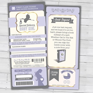 Invitation à une baby shower PASSEPORT et BILLET ! Invitation de baby shower étudiante - invitation de baby shower de voyage - fichiers numériques uniquement