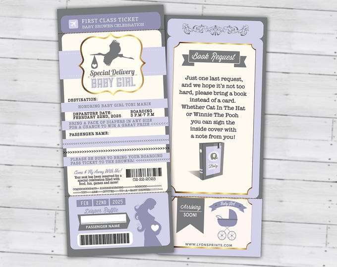 PASSPORT and TICKET baby shower invitation! Coed baby shower invitation- travel baby shower invitation- Digital files Only