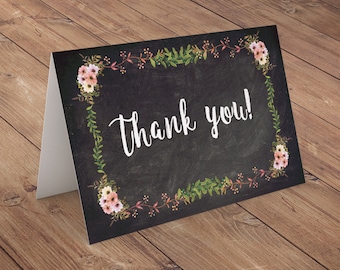 thank you, Floral, rustic, BOHO, BabyQ chalkboard couples co-ed Baby Shower BBQ invitation - babyq - boy girl- baby is brewing, printables
