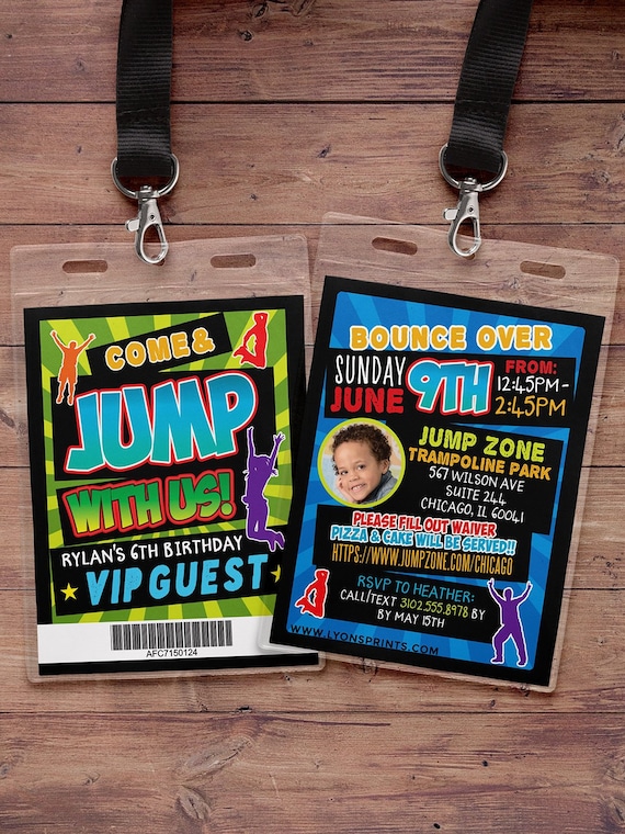 Jump invitation, Bounce house invitation, Trampoline birthday invitation, Pump It Up Party, trampoline party, jump birthday, VIP pass Il_570xn