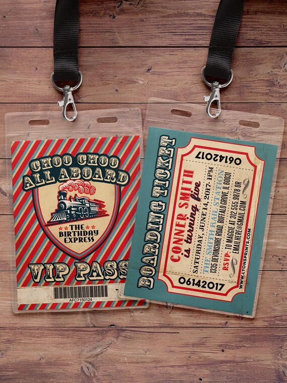 VIP pass, Choo Choo train, Vintage Train Ticket Invitation,Vintage Train invitation - Train ticket invitation for birthday party Il_570xn