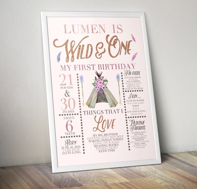 Wild one, photo prop, sign, TEEPEE Birthday, Aztec, arrow, pow wow, BOHO, Tribal, first birthday, Digital file only image 1