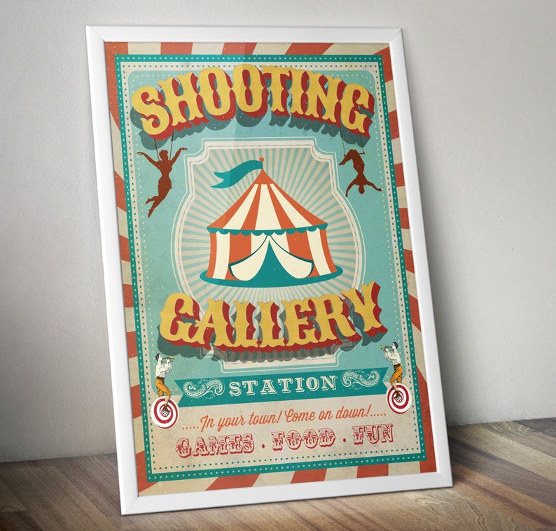 Carnival Party Circus Party party station sign shooting gallery sign Vintage circus Vintage Carnival Digital file only image 1